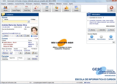 Tela principal do GESC Enterprise
